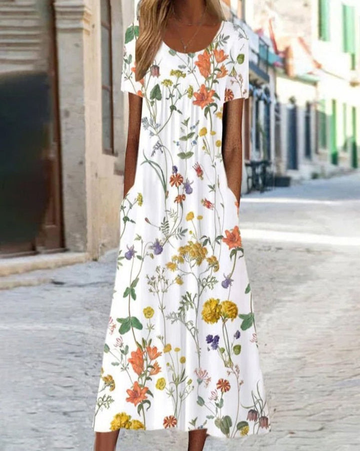 Ella | Bohemian Floral Dress with Belly Coverage