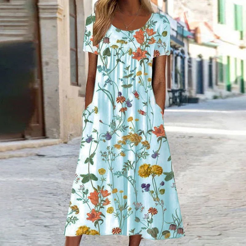 Ella | Bohemian Floral Dress with Belly Coverage