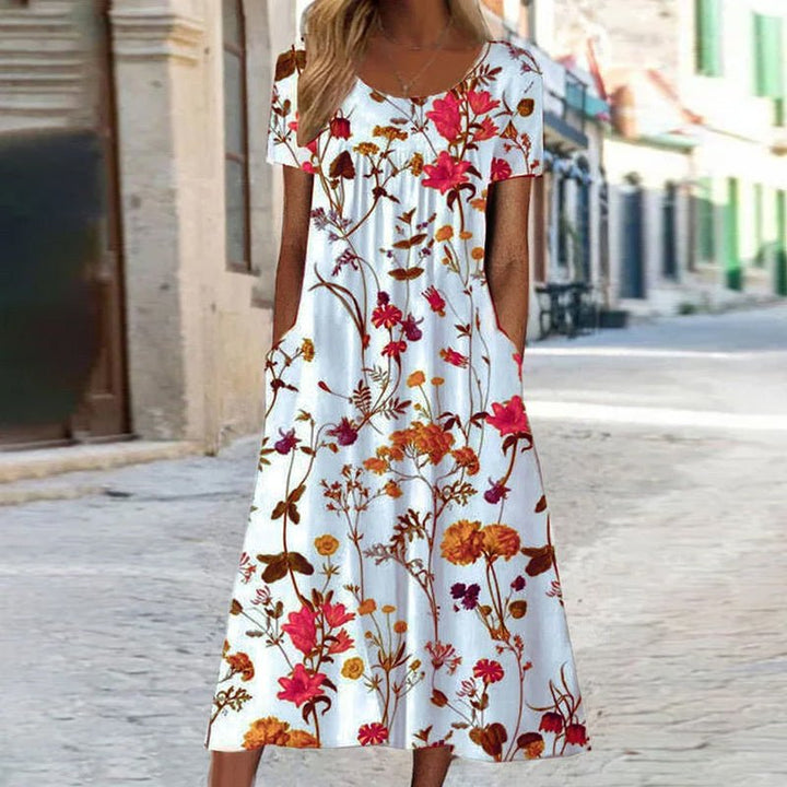 Ella | Bohemian Floral Dress with Belly Coverage